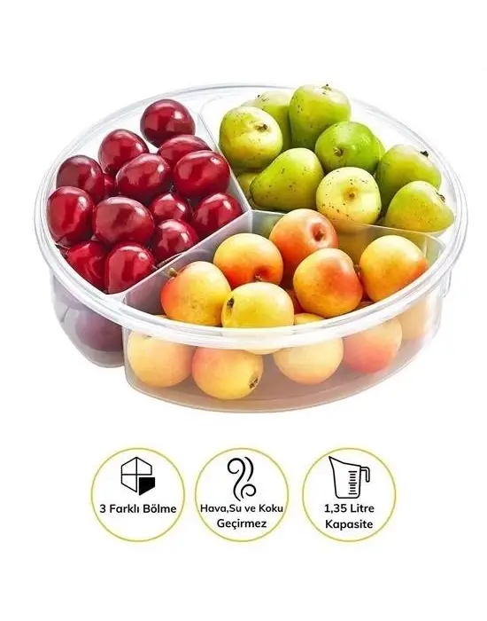 Omarı 3 Bölmeli Sızdırmaz Contalı Erzak Saklama Kabı