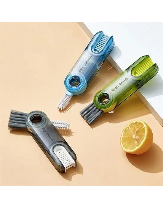 Omarı 3 Fonksiyonlu Pratik Şişe Temizleme Fırçası - Çok Amaçlı Mutfak ve Banyo Fırçası