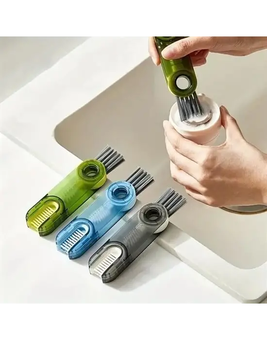 Omarı 3 Fonksiyonlu Pratik Şişe Temizleme Fırçası - Çok Amaçlı Mutfak ve Banyo Fırçası
