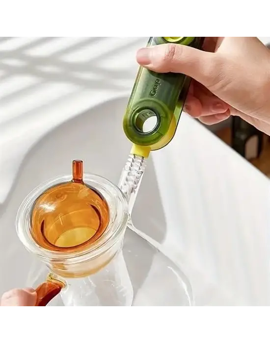 Omarı 3 Fonksiyonlu Pratik Şişe Temizleme Fırçası - Çok Amaçlı Mutfak ve Banyo Fırçası