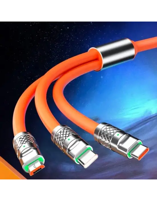 Omarı Hızlı Şarj İçin 3ü Bir Arada USB Şarj Kablosu 1 Metre