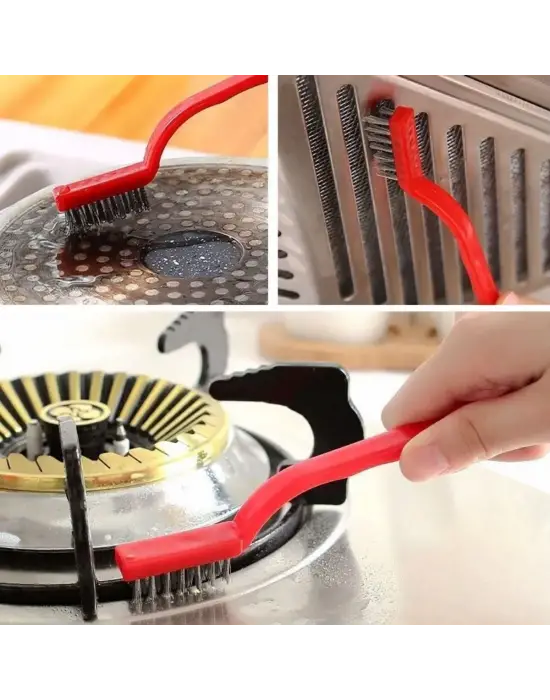 Omarı 3lü Tam Temizlik Bakır-Demir-Sert Plastik Tel Fırça