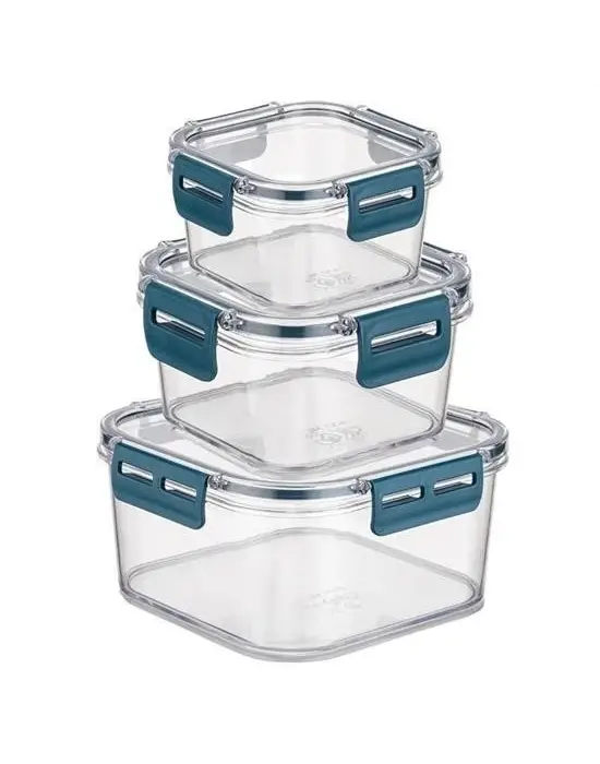 Omarı 3lü Pratik Silikon Contalı Sızdırmaz Kapaklı Saklama Kapları