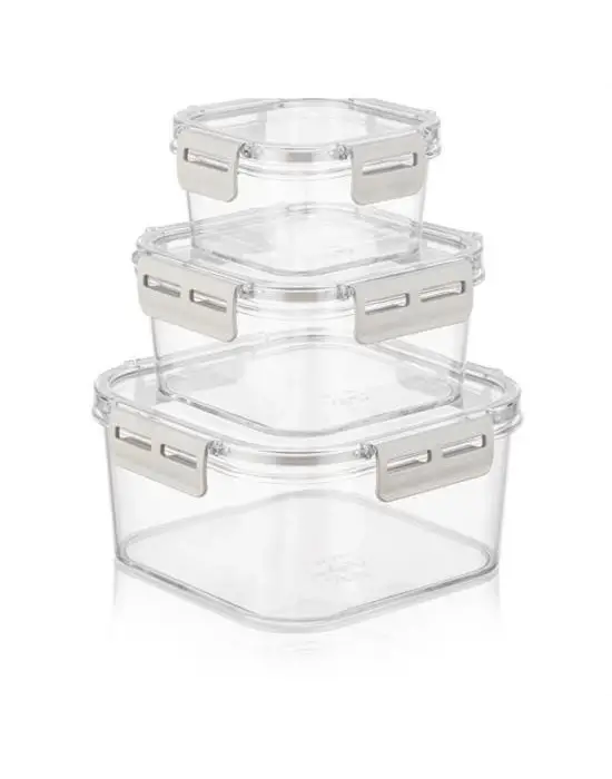 Omarı 3lü Pratik Silikon Contalı Sızdırmaz Kapaklı Saklama Kapları