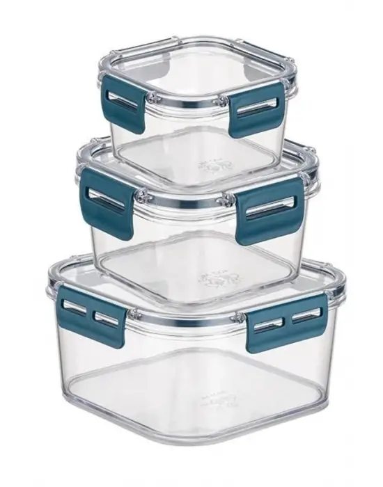 Omarı 3lü Pratik Silikon Contalı Sızdırmaz Kapaklı Saklama Kapları