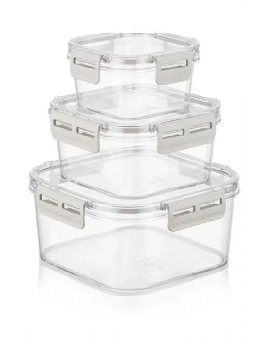 Omarı 3lü Pratik Silikon Contalı Sızdırmaz Kapaklı Saklama Kapları