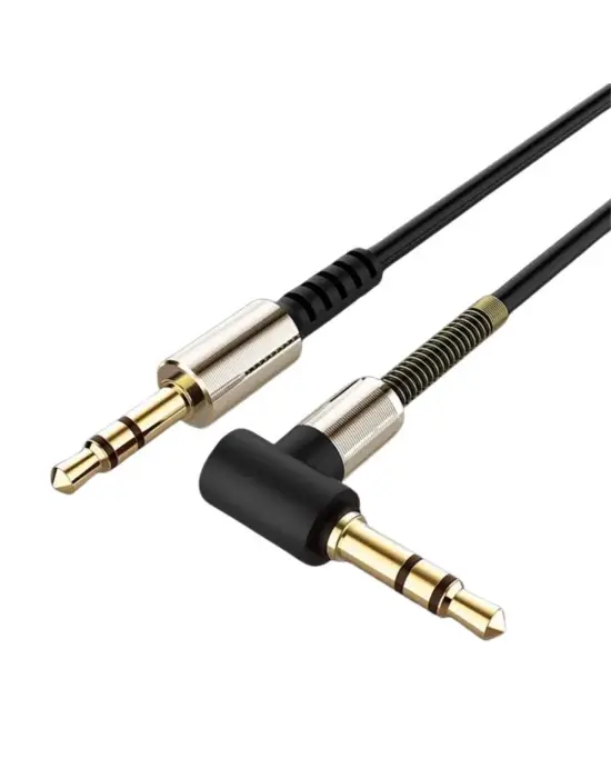 Omarı Yüksek Kaliteli 3.5mm AUX Kablosu - 1 Metre Uzunluğunda L Tipi Ses Aktarım Kablosu