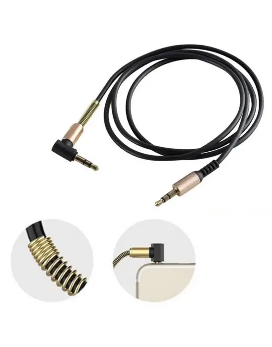 Omarı Yüksek Kaliteli 3.5mm AUX Kablosu - 1 Metre Uzunluğunda L Tipi Ses Aktarım Kablosu