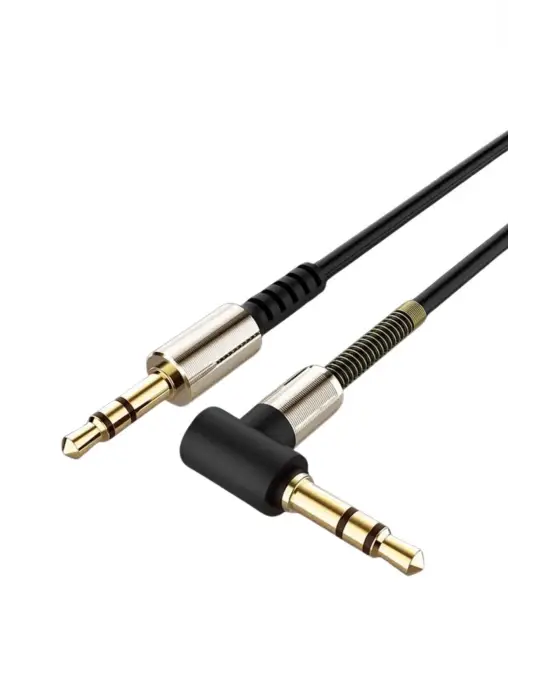 Omarı Yüksek Kaliteli 3.5mm AUX Kablosu - 1 Metre Uzunluğunda L Tipi Ses Aktarım Kablosu