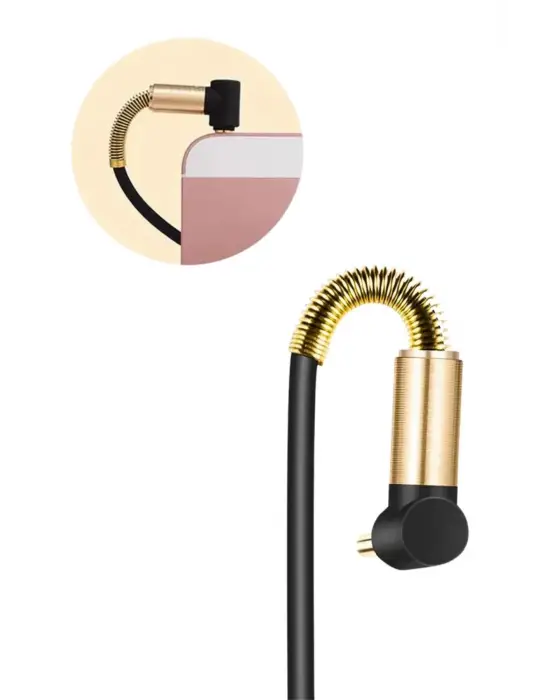 Omarı Yüksek Kaliteli 3.5mm AUX Kablosu - 1 Metre Uzunluğunda L Tipi Ses Aktarım Kablosu