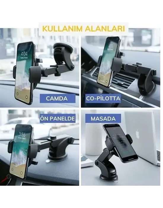 Omarı Derece Dönen Teleskopik Araç Telefon Tutucu