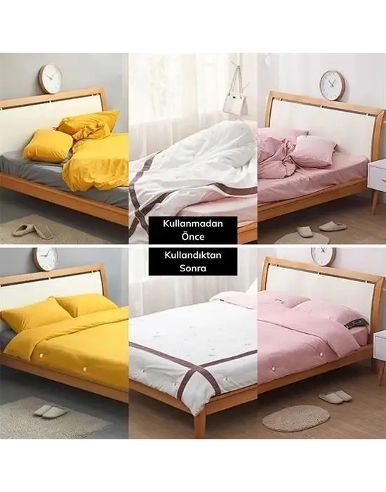 Omarı Mantar Desenli Yorgan Kılıfı ve Çarşaf Sabitleyici Seti