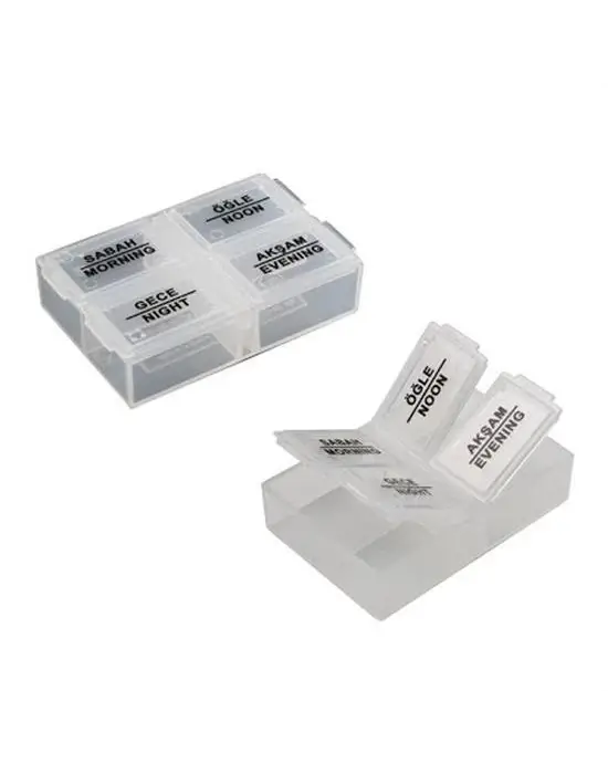 Omarı Pratik 4 Bölümlü Günlük İlaç Saklama Kutusu