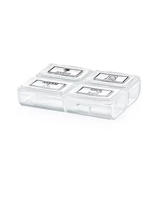 Omarı Pratik 4 Bölümlü Günlük İlaç Saklama Kutusu