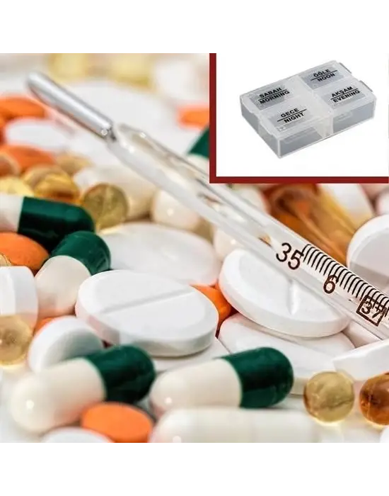 Omarı Pratik 4 Bölümlü Günlük İlaç Saklama Kutusu