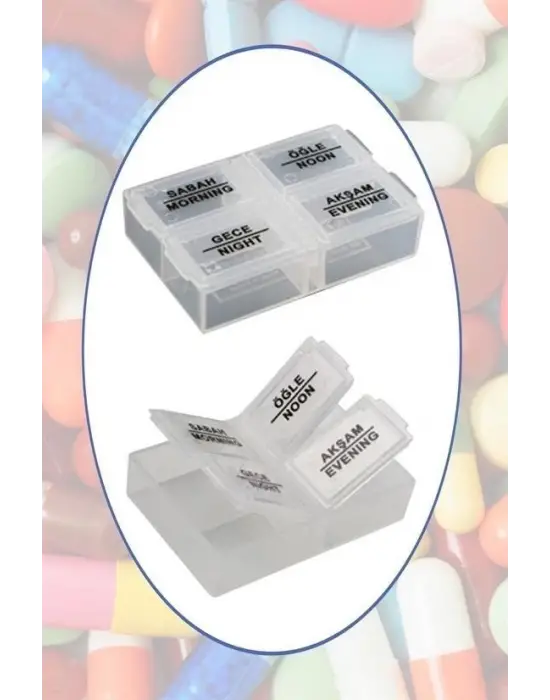 Omarı Pratik 4 Bölümlü Günlük İlaç Saklama Kutusu