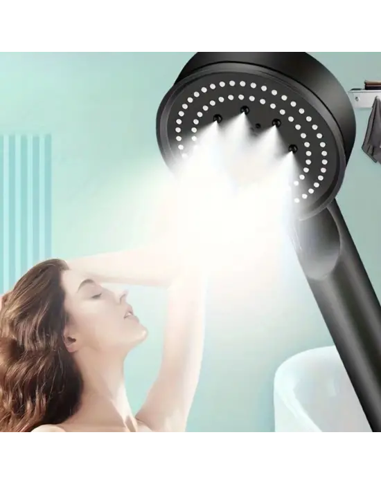 Omarı 5 Fonksiyonlu Yüksek Basınçlı Siyah Duş Başlığı