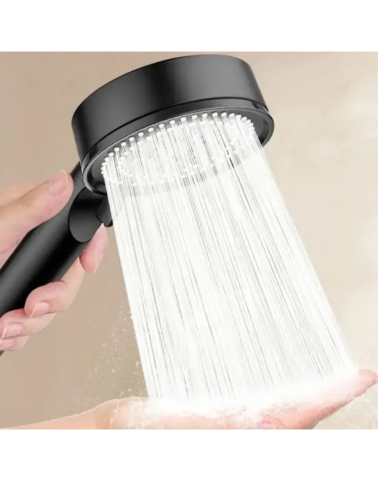 Omarı 5 Fonksiyonlu Yüksek Basınçlı Siyah Duş Başlığı