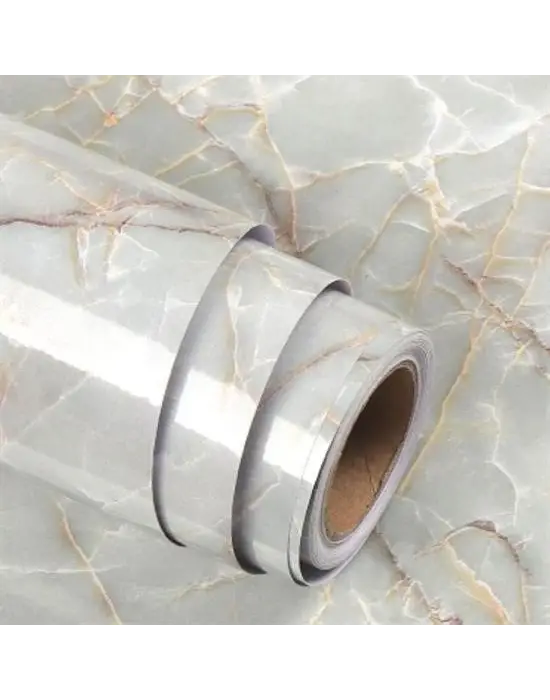 BUFFER® 5mt x 60 cm Mermer Desenli Masa Tezgah Mutfak Su Geçirmez Yapışkanlı Folyo Sticker