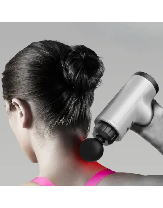 Omarı 6 Seviyeli Titreşim ve 4 Başlık ile Etkili Masaj Tabancası