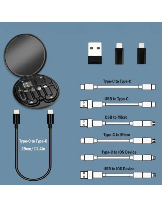 Omarı Seyahat İçin 5İ 1 Arada USB Type-C Şarj Kablosu Seti