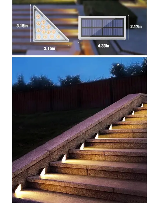 Omarı Güneş Enerjisiyle Şarj Olan Dış Mekan Solar Basamak Lambası