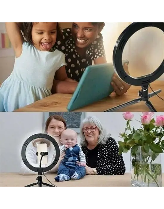 BUFFER® 8inç 20cm Youtube Instagram Tiktok Selfie  Stüdyo Video Fotoğraf Ring Light  Tripod Led Halk