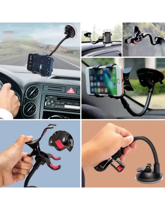 Omarı Derece Dönen Güçlü Vakumlu Oto Telefon Tutucu