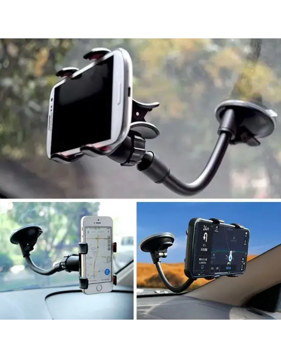 Omarı Derece Dönen Güçlü Vakumlu Oto Telefon Tutucu