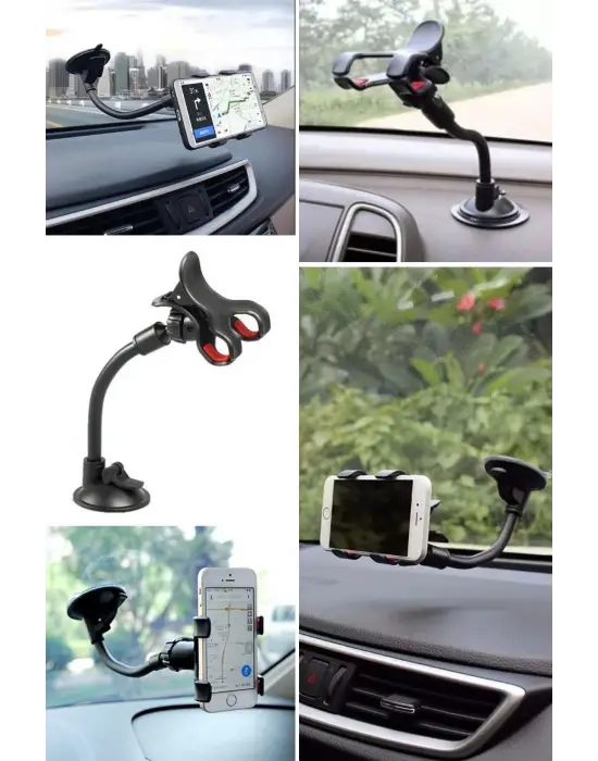 Omarı Derece Dönen Güçlü Vakumlu Oto Telefon Tutucu