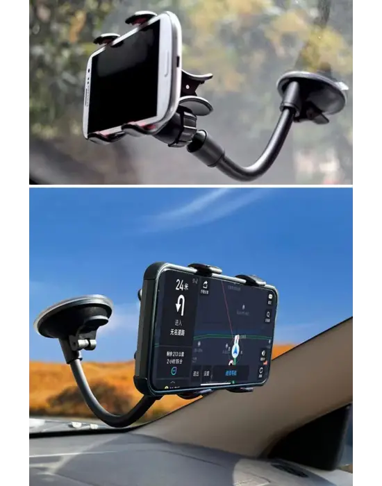 Omarı Derece Dönen Güçlü Vakumlu Oto Telefon Tutucu