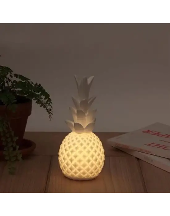 Omarı Ananas Desenli Büyük Boy Pilli Masa Lambası