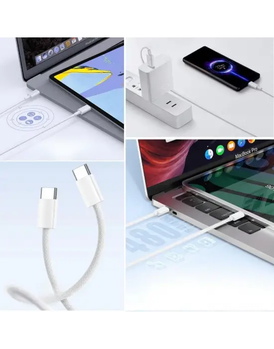 Omarı Hızlı Şarj Örgülü Type-C Kablosu