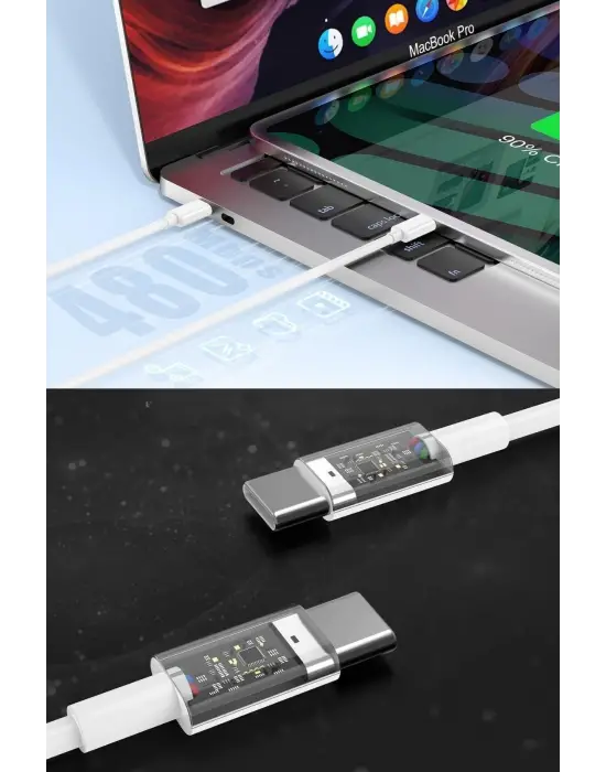 Omarı Hızlı Şarj Örgülü Type-C Kablosu