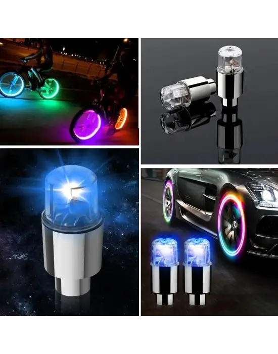 Omarı Mavi LED Hava Valfi Işık Kapakları - Gece Parlayan Sibop Kapağı