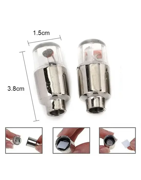 Omarı Mavi LED Hava Valfi Işık Kapakları - Gece Parlayan Sibop Kapağı