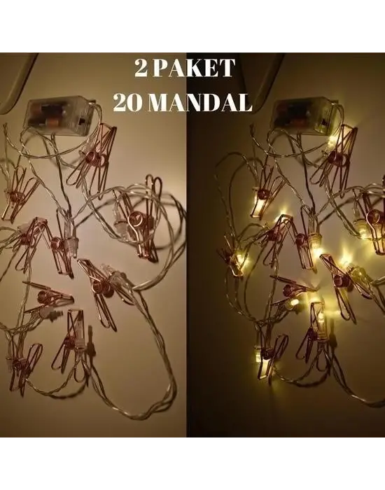 Omarı Renkli Led Işıklı Fotoğraf Asma Işıklı Süsleme Mandalları