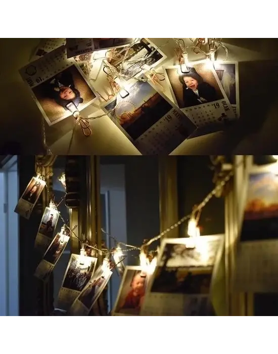 Omarı Renkli Led Işıklı Fotoğraf Asma Işıklı Süsleme Mandalları