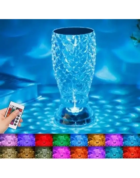 Omarı USB Şarjlı Kumandalı Balık Süzgeç Işık Modlu LED Masa Lambası