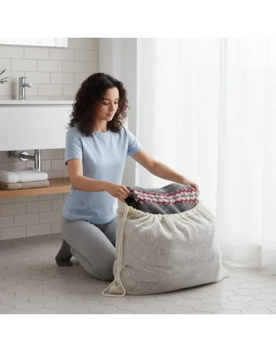 BUFFER® Battal Boy 120x150 cm Mont Yıkama Filesi–Extra Büyük, Dayanıklı, Nefes Alabilir Çamaşır Koruma Torbası