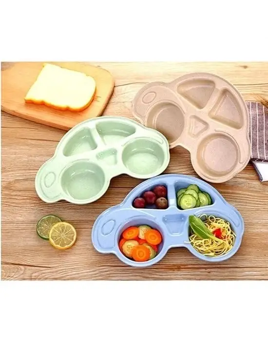 Omarı Sevimli Araba Şeklinde Bebekler İçin Mama Tabağı - Çocuk Tabldot