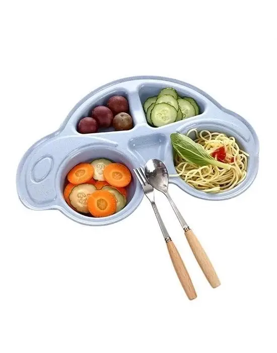 Omarı Sevimli Araba Şeklinde Bebekler İçin Mama Tabağı - Çocuk Tabldot