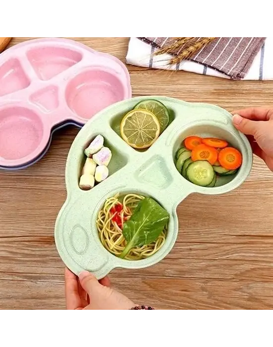 Omarı Sevimli Araba Şeklinde Bebekler İçin Mama Tabağı - Çocuk Tabldot