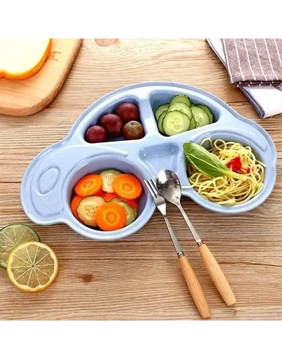 Omarı Sevimli Araba Şeklinde Bebekler İçin Mama Tabağı - Çocuk Tabldot