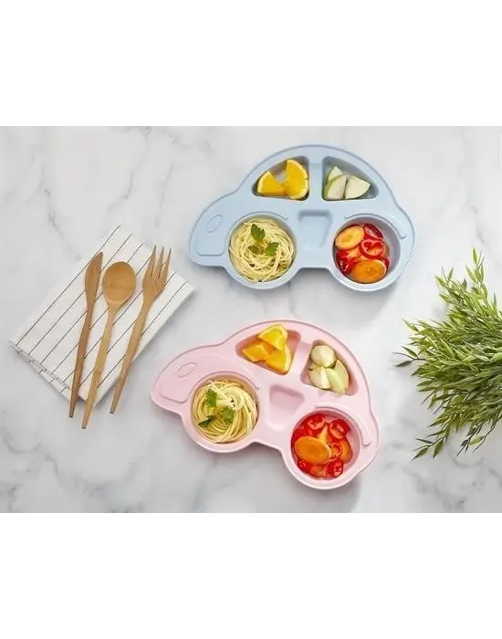 Omarı Sevimli Araba Şeklinde Bebekler İçin Mama Tabağı - Çocuk Tabldot