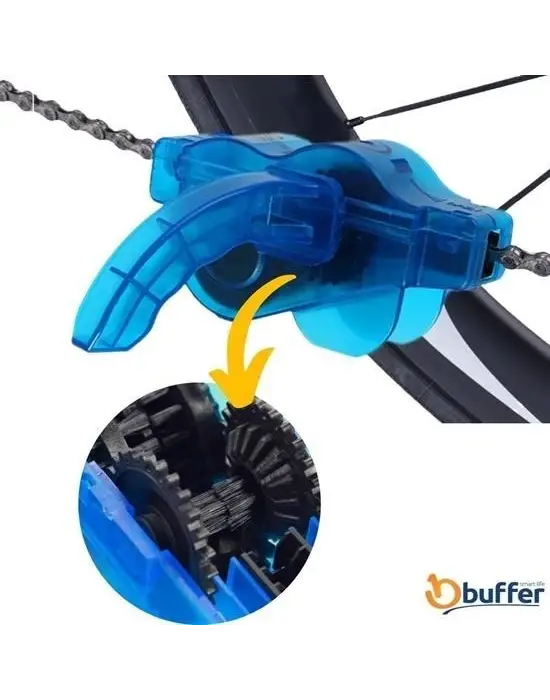 BUFFER® Bisiklet Zincir Dişlisi Koruyucu Pas Sökücü Temizleme Fırçası Aparatı Bakım Seti 4 Parça
