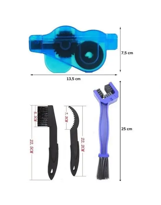 BUFFER® Bisiklet Zincir Dişlisi Koruyucu Pas Sökücü Temizleme Fırçası Aparatı Bakım Seti 4 Parça