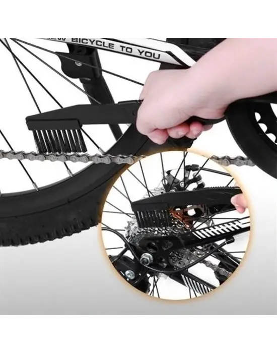 BUFFER® Bisiklet Zincir Dişlisi Koruyucu Pas Sökücü Temizleme Fırçası Aparatı Bakım Seti 4 Parça