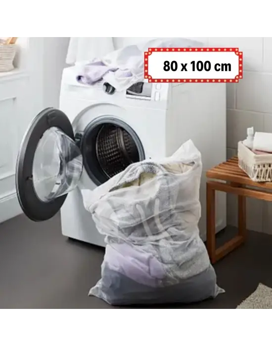 Omarı Hassas Yıkama Filesi Büyük Boy File Çamaşır Torbası 80x100 cm