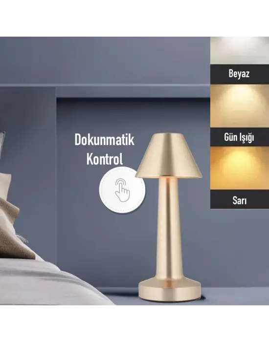 Omarı Dokunmatik LED Masa Lambası Gold Renkli